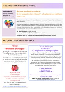 Programme n°3 de la Maison des Parents du 10 Février au 11 Avril 2025